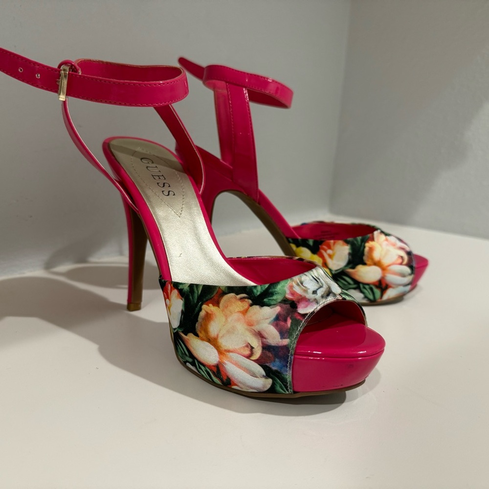 Guess Hot Pink & Floral high heels 8